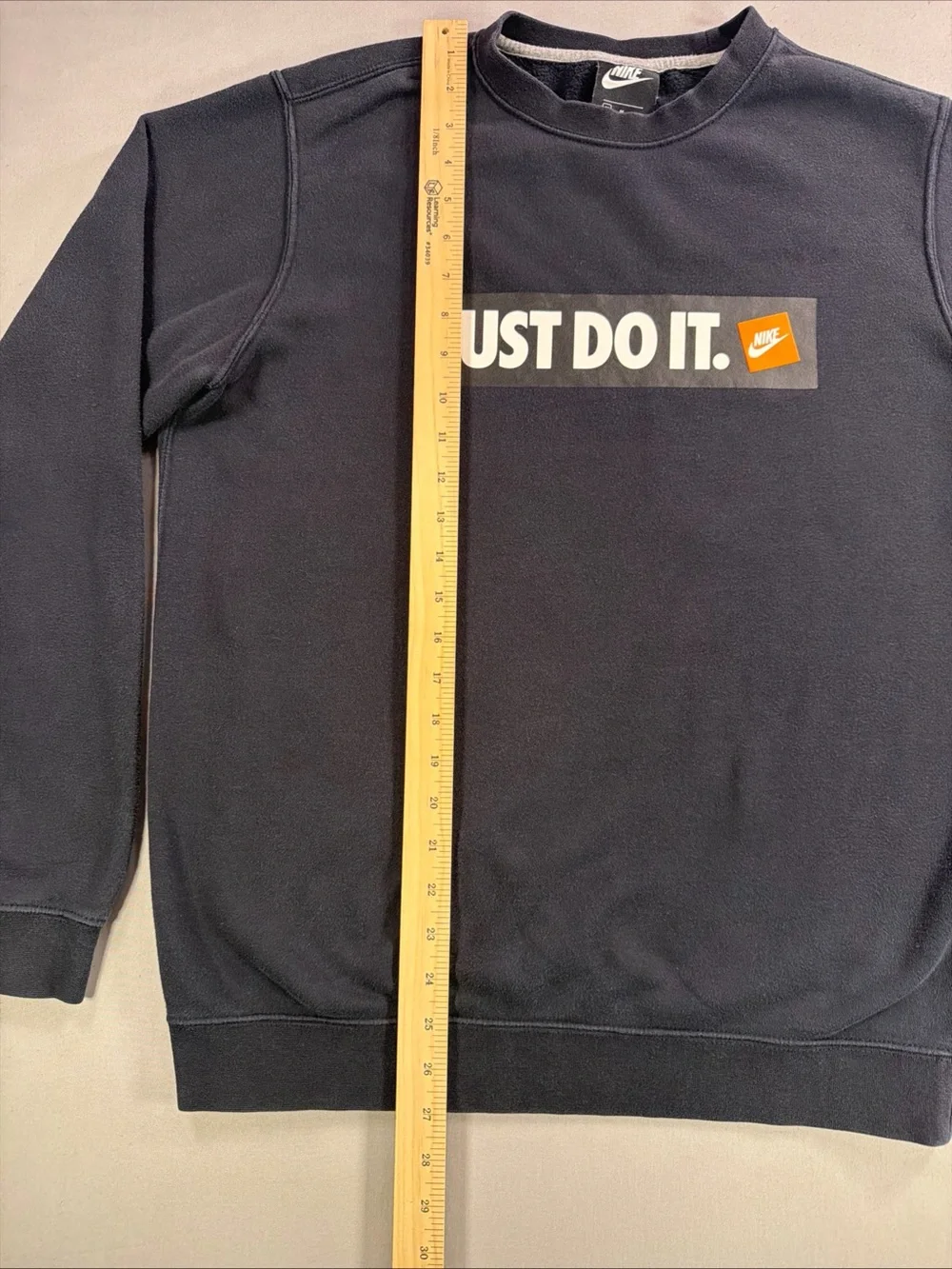 Nike Black Crewneck Sweatshirt with White 'Just Do It.' Box and Orange Tag
